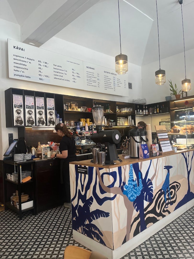 Interior of Kafe Francin, specialty coffee shop in Prague