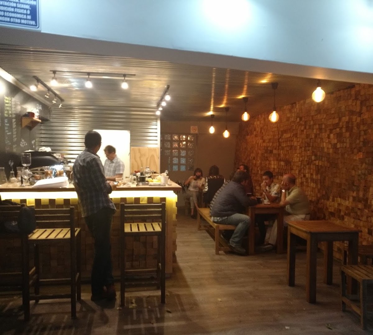 Interior of Brown Caffeine Lab, specialty coffee shop in Mexico City