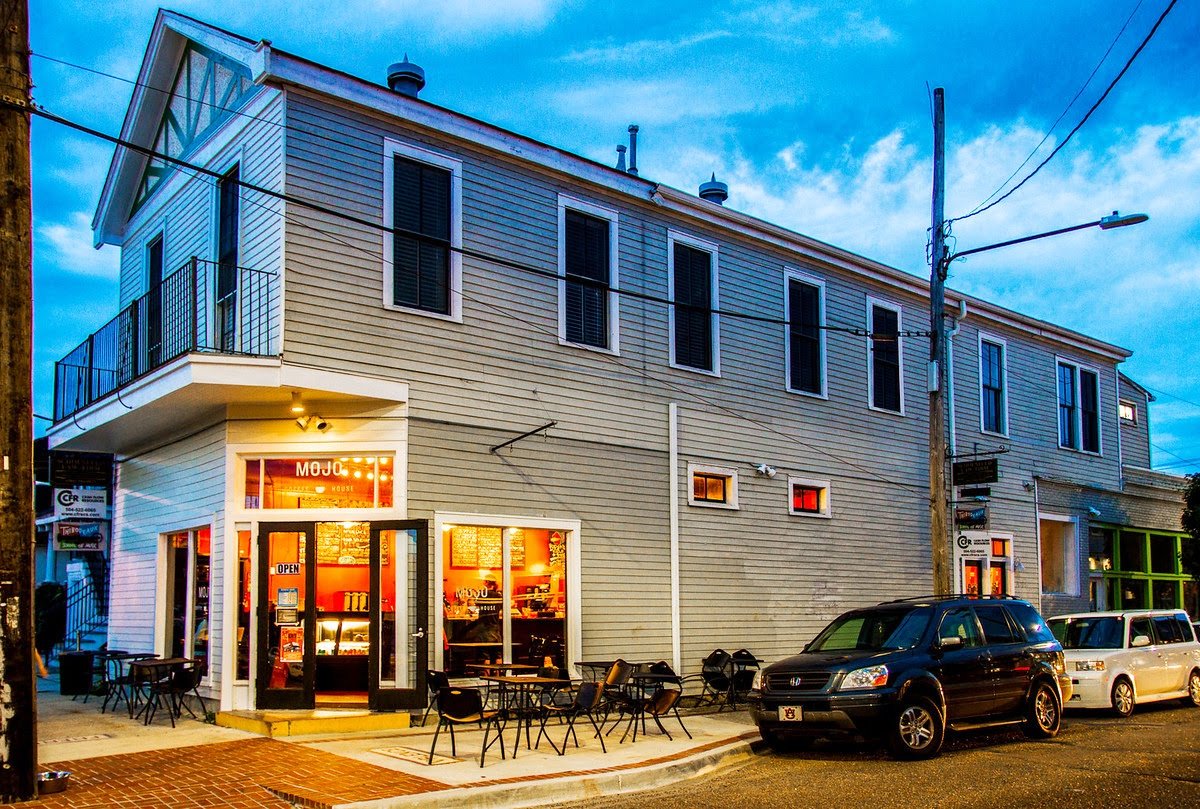Storefront of Mojo Coffee House, specialty coffee shop in New Orleans