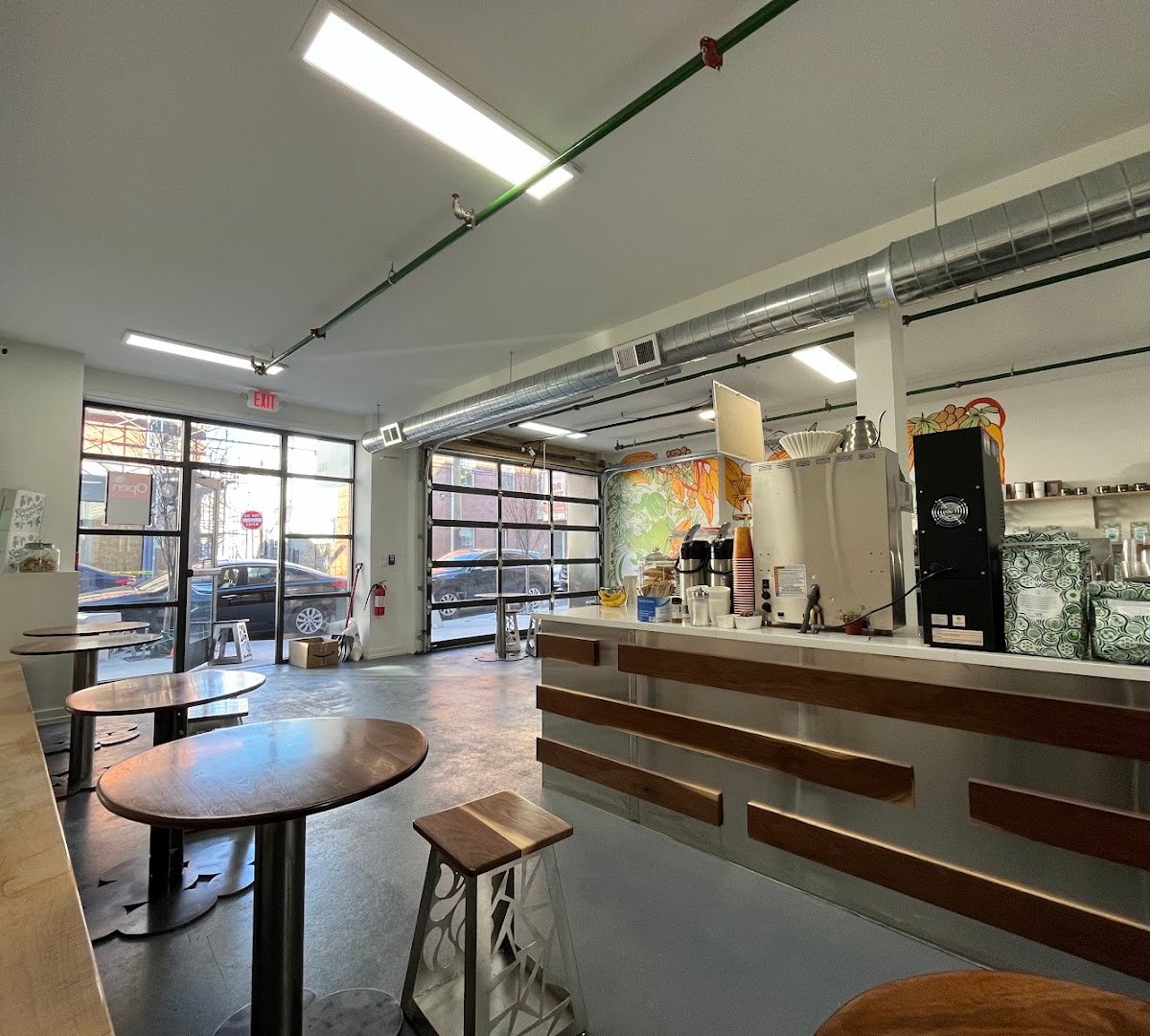 Interior of Greenstreet Coffee Company, specialty coffee shop in Philadelphia