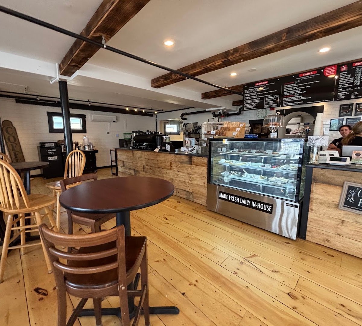 Interior of Black Cap Coffee & Bakery, specialty coffee shop in Stowe