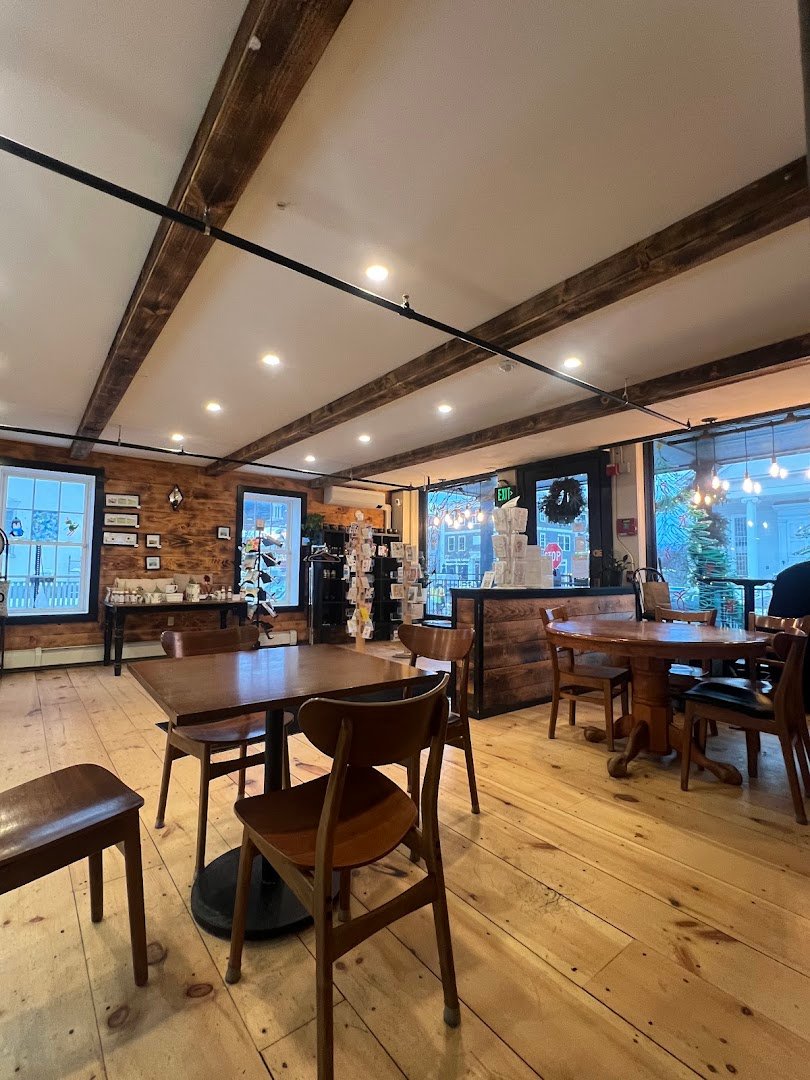 Interior of Black Cap Coffee & Bakery, specialty coffee shop in Stowe