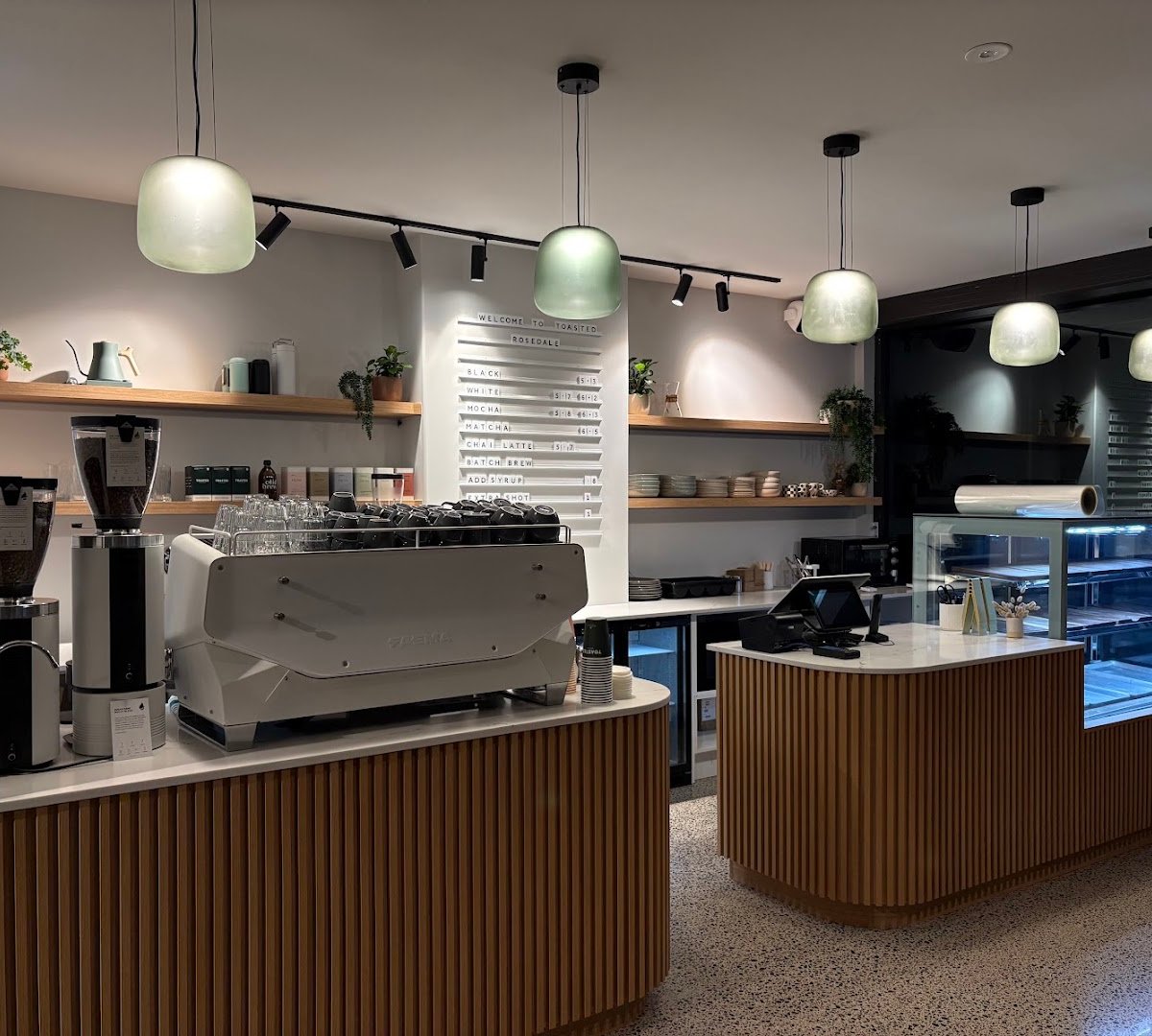 Interior of Toasted Coffee Roasters, specialty coffee shop in Auckland