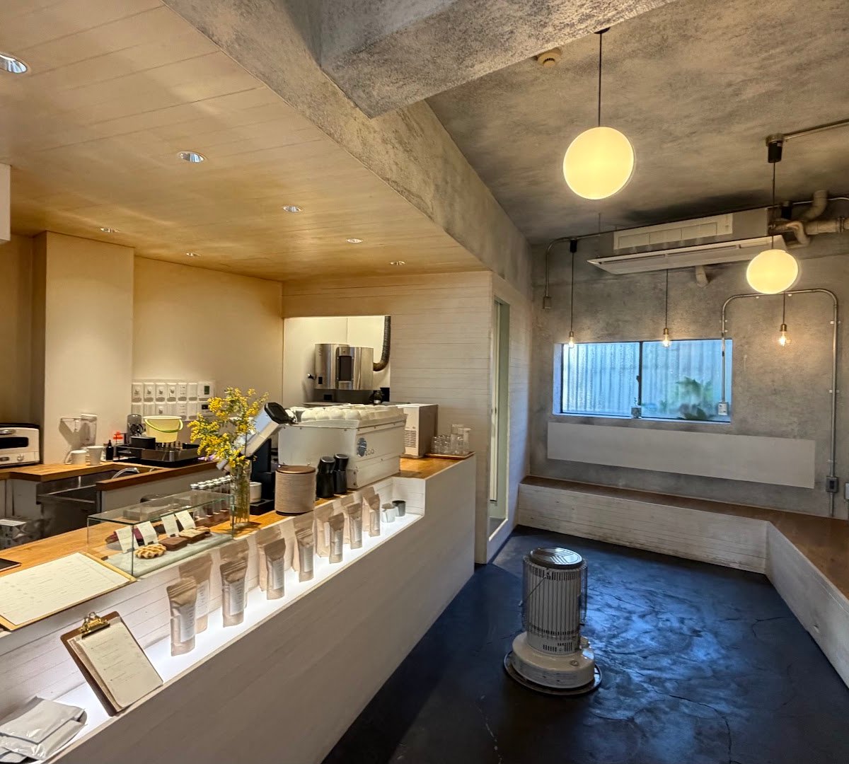 Interior of Lucent Coffee, specialty coffee shop in Tokyo