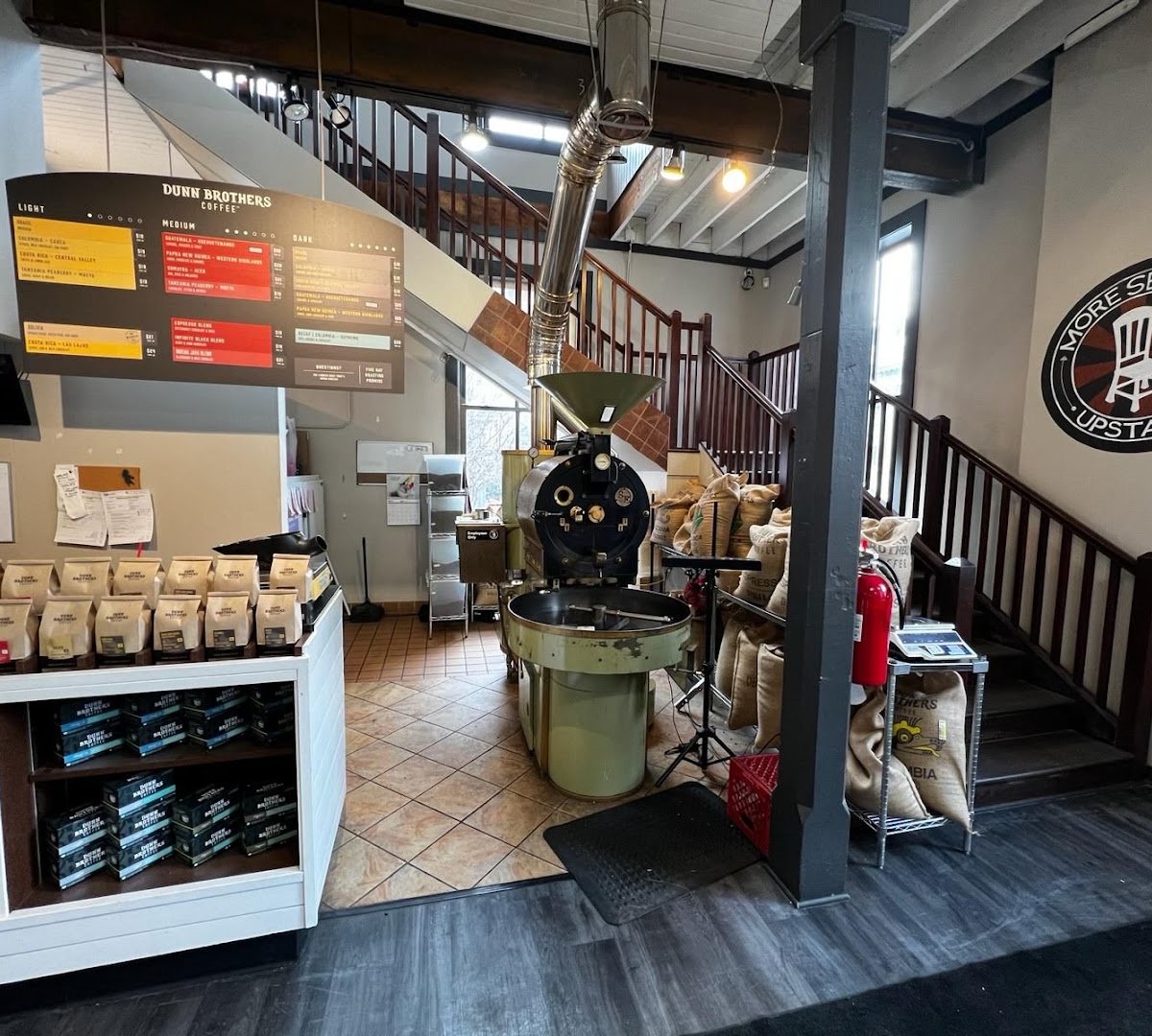 Interior of Dunn Brothers Coffee, specialty coffee shop in Minneapolis