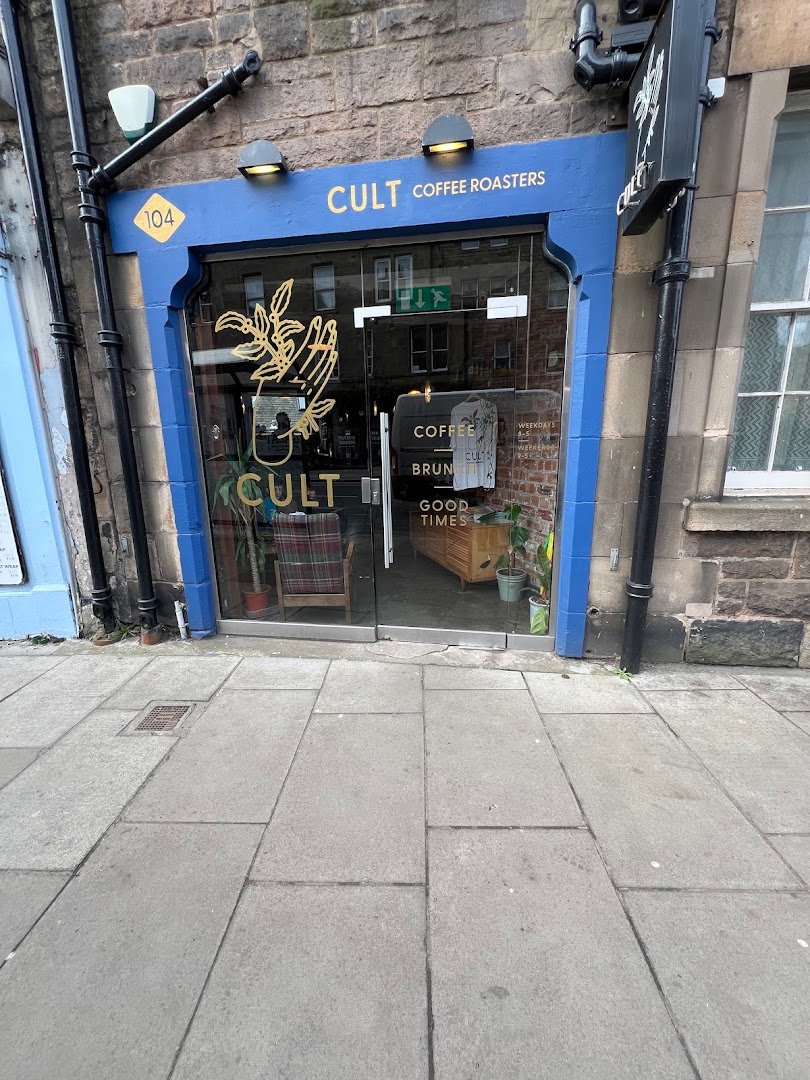 Storefront of Cult Coffee Roasters, specialty coffee shop in Edinburgh