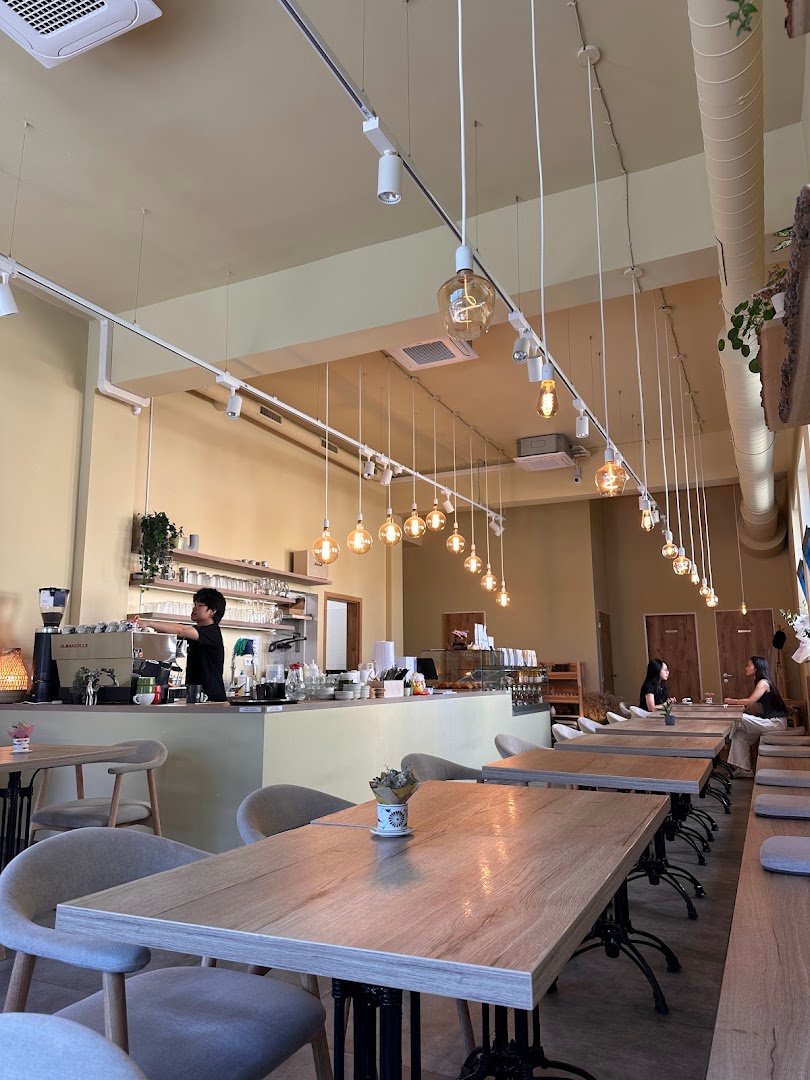 Interior of anmi cafe, specialty coffee shop in Prague
