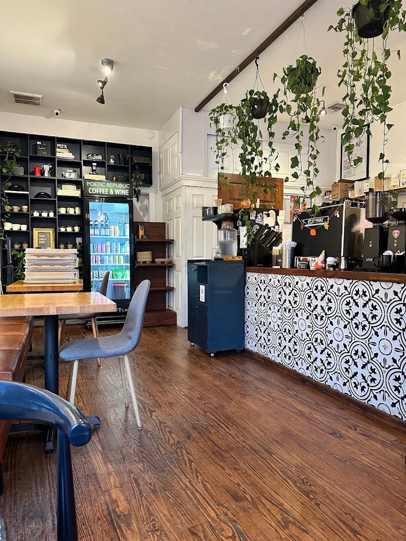 Interior of Poetic Republic Coffee Roasters, specialty coffee shop in San Antonio