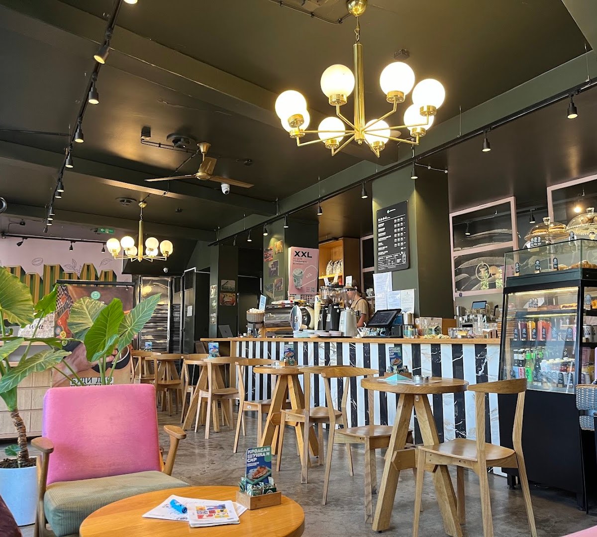Interior of Kafeterija Čarli Čaplin, specialty coffee shop in Belgrade