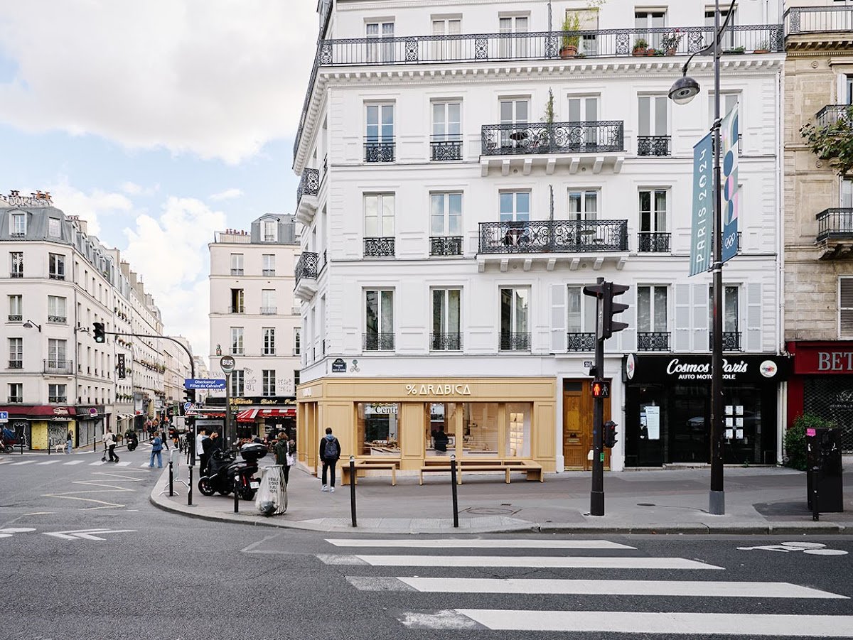 Storefront of %ARABICA Paris Oberkampf, specialty coffee shop in Paris