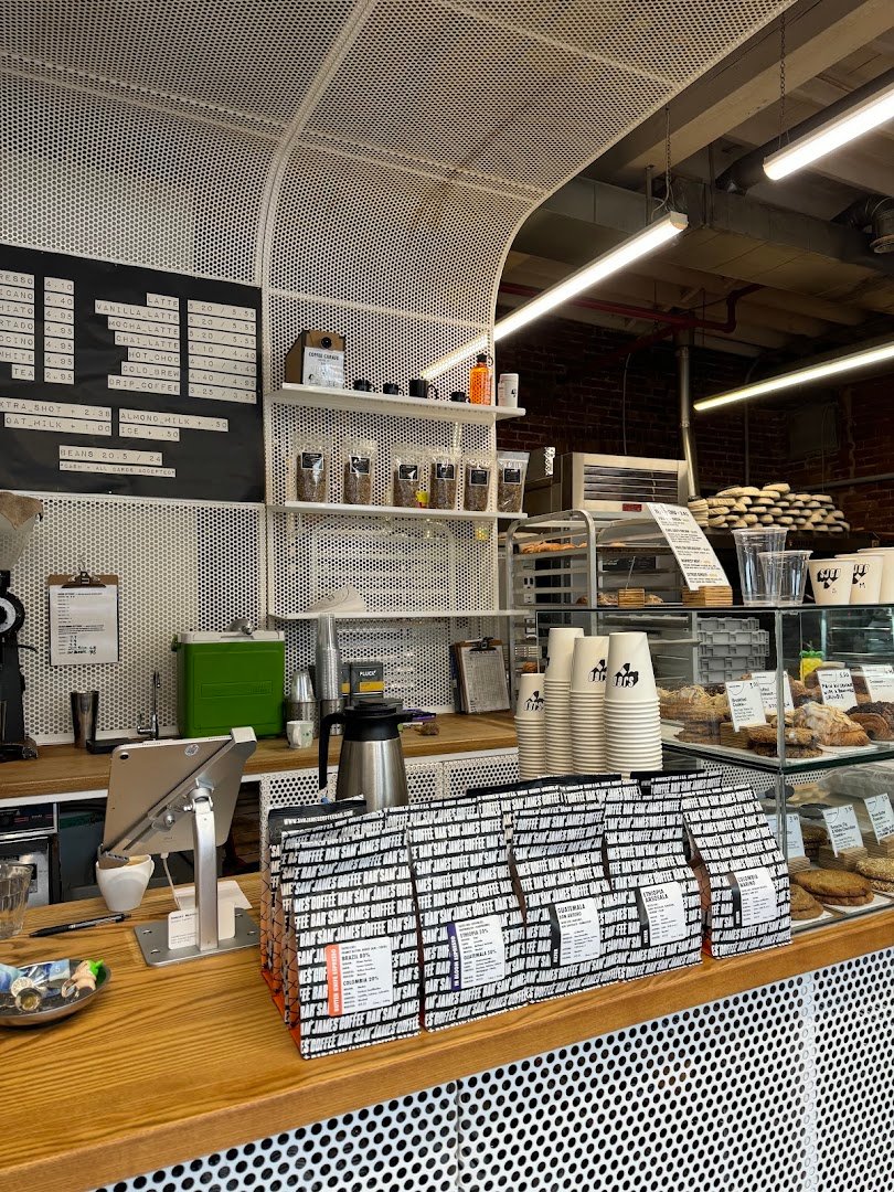 Interior of SAM JAMES COFFEE BAR - BROCK, specialty coffee shop in Toronto
