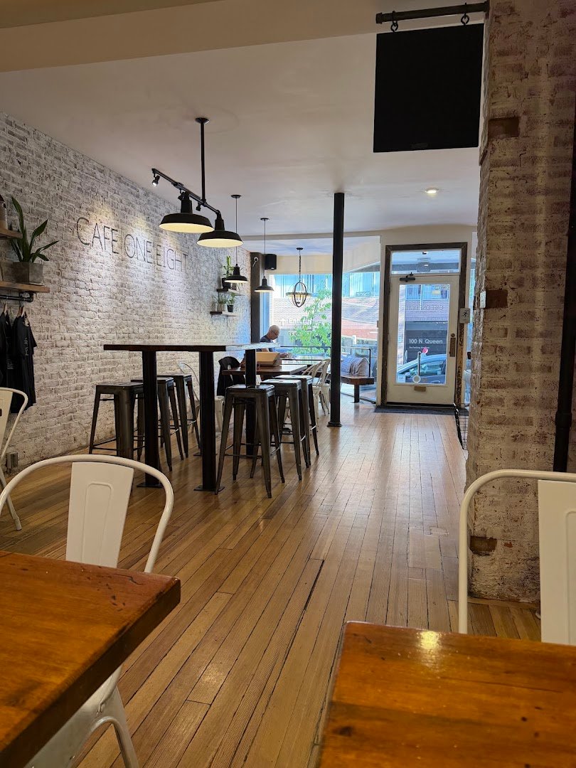 Interior of Cafe One Eight, specialty coffee shop in Lancaster