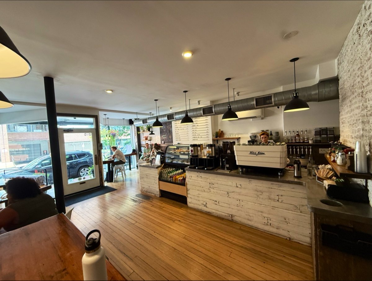 Interior of Cafe One Eight, specialty coffee shop in Lancaster