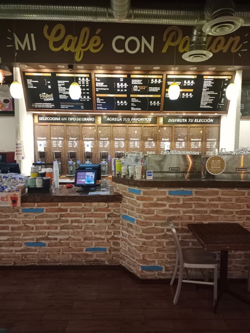 Interior of Pasión Café (antes Pasión del Cielo), specialty coffee shop in Mexico City
