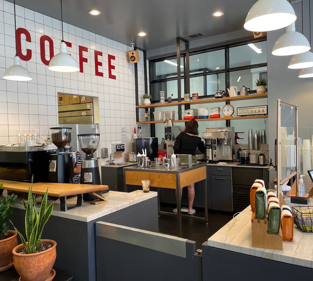 Interior of modern coffee, specialty coffee shop in Oakland