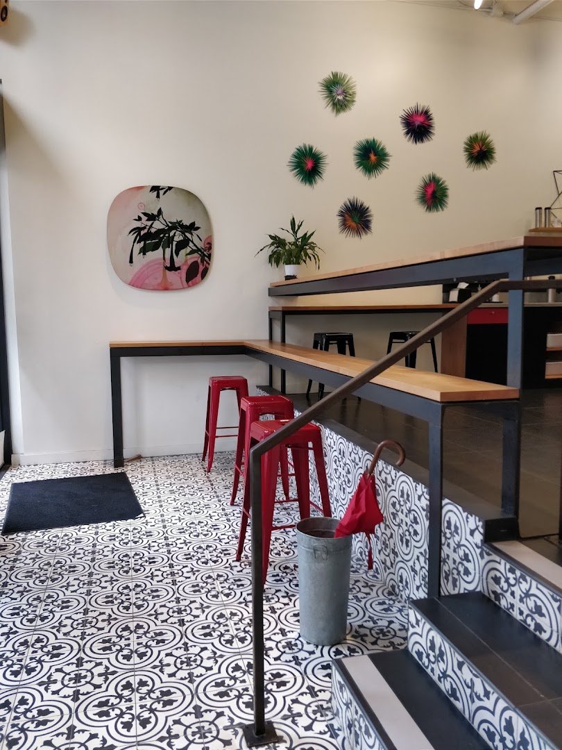 Interior of modern coffee, specialty coffee shop in Oakland