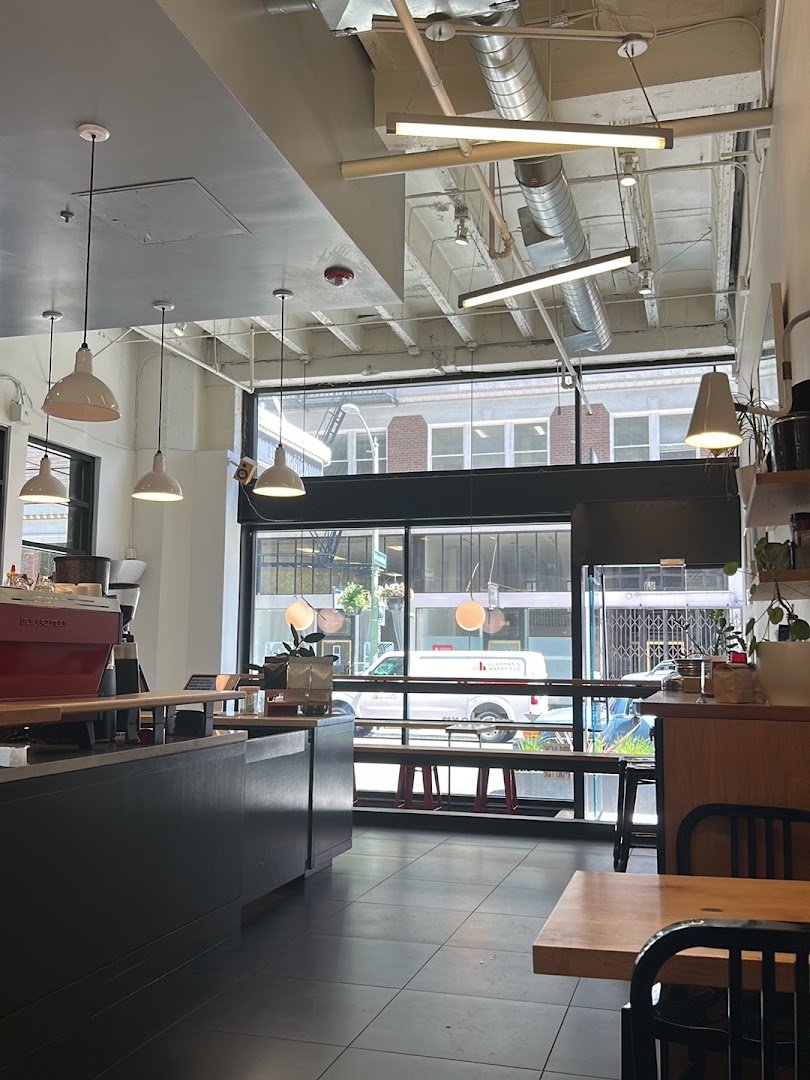 Interior of modern coffee, specialty coffee shop in Oakland