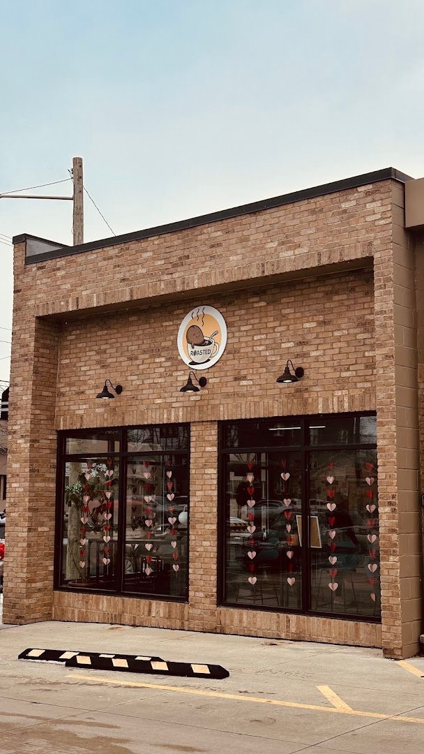 Storefront of Roasted Lakewood, specialty coffee shop in Cleveland