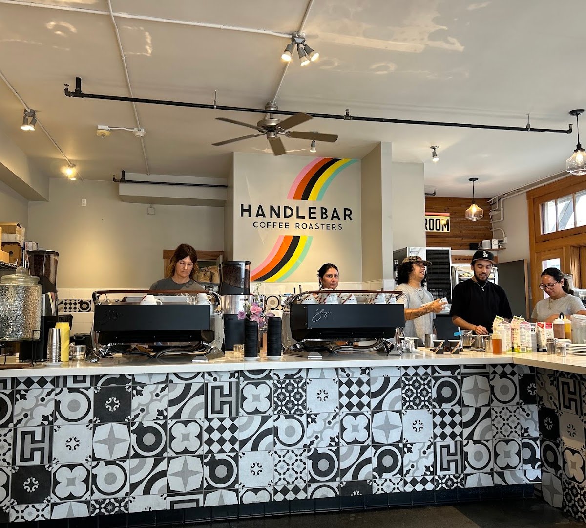 Interior of Handlebar Coffee Roasters, specialty coffee shop in Santa Barbara