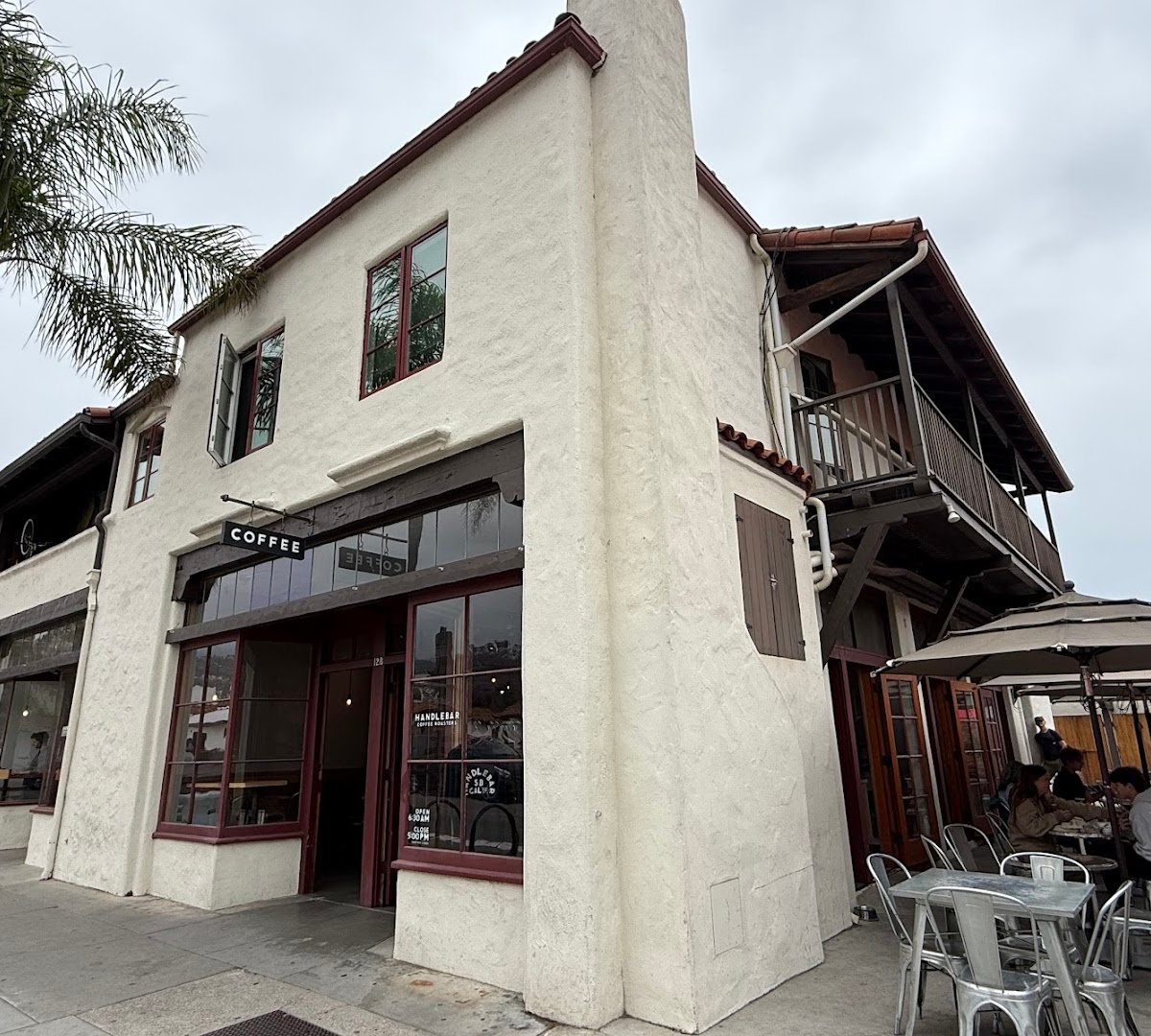 Storefront of Handlebar Coffee Roasters, specialty coffee shop in Santa Barbara