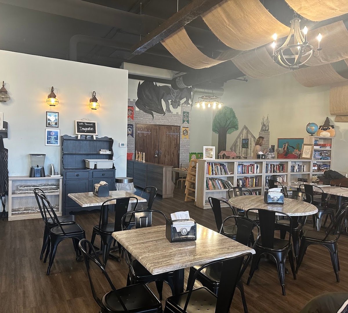 Interior of Pure Imagination Cafe, specialty coffee shop in Rochester