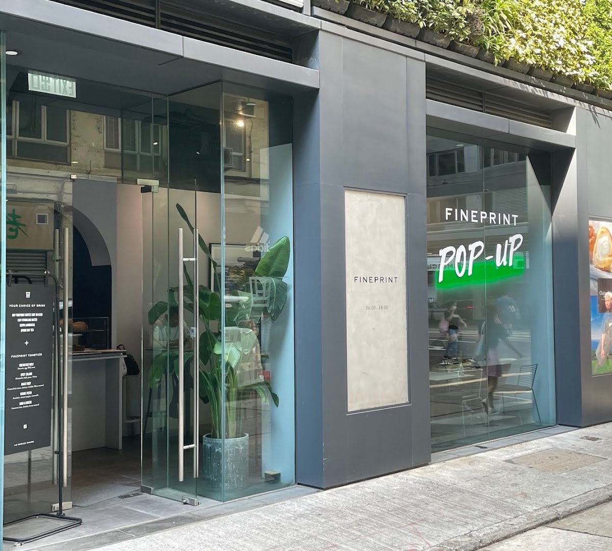 Storefront of FINEPRINT, specialty coffee shop in Hong Kong