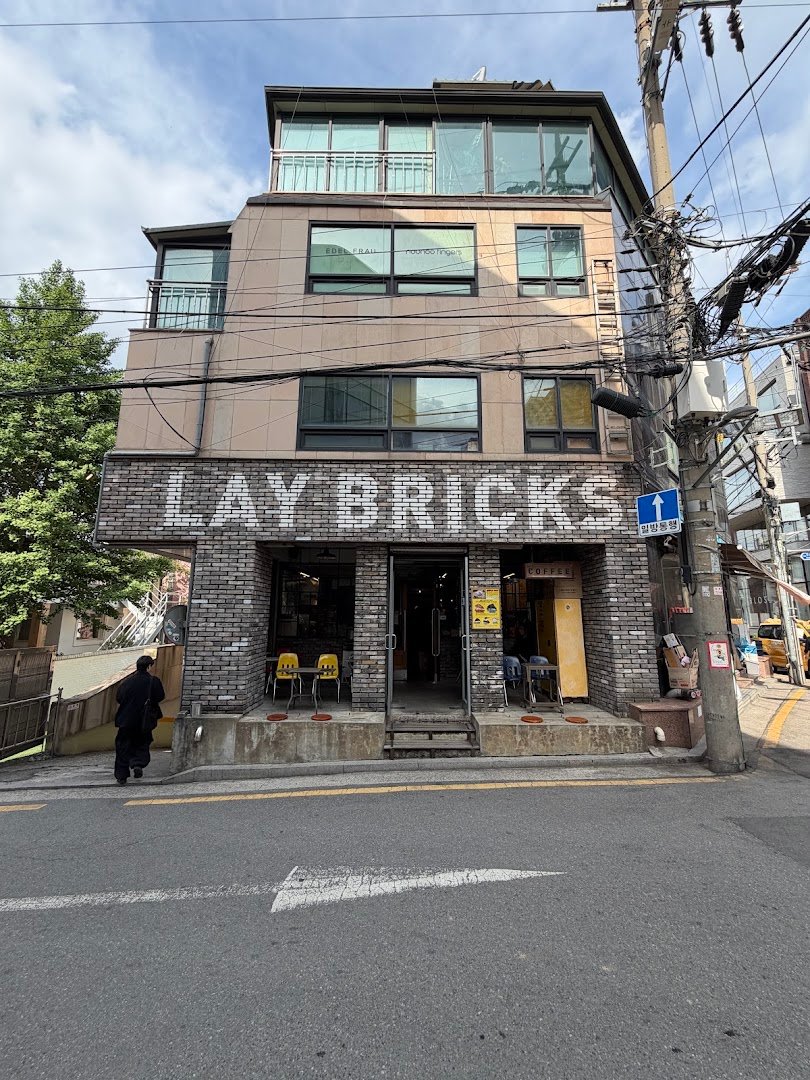Storefront of Lay Bricks Coffee Roasters, specialty coffee shop in Seoul