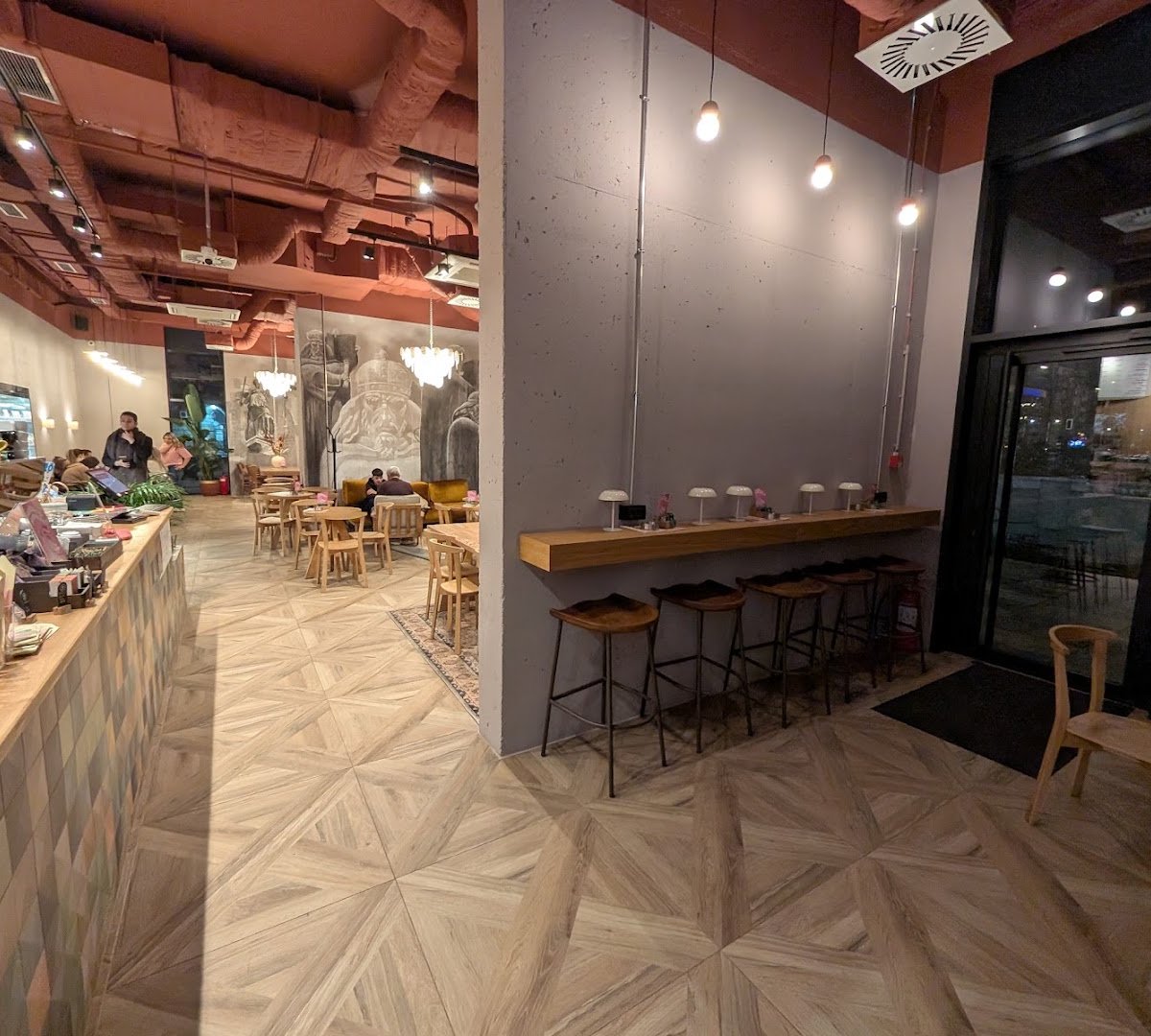 Interior of Kafeterija Palata Pravde, specialty coffee shop in Belgrade