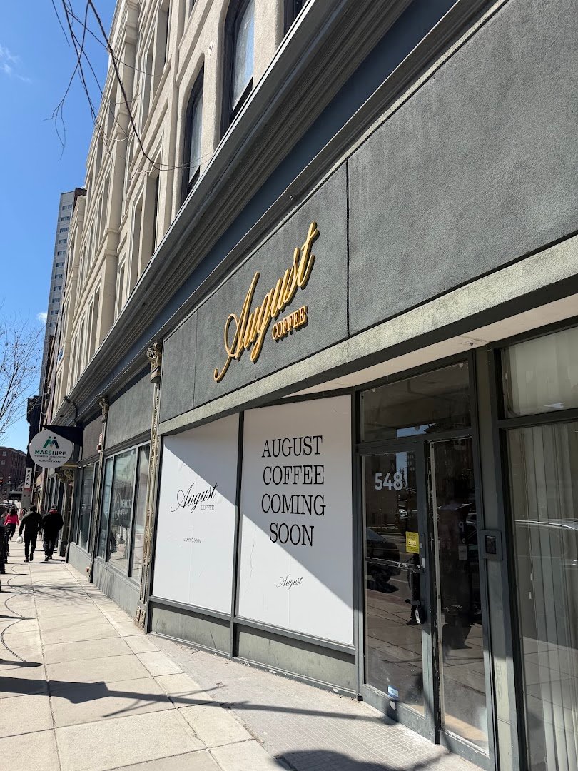 Storefront of August Coffee, specialty coffee shop in Worcester