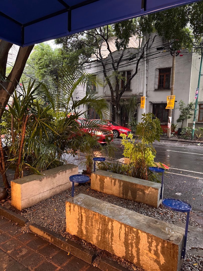 Storefront of Sede Café Praga, specialty coffee shop in Mexico City