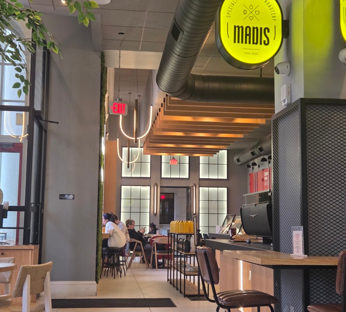 Interior of Madis Coffee Roasters, specialty coffee shop in Philadelphia