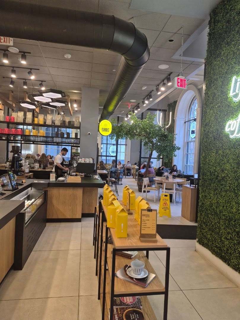 Interior of Madis Coffee Roasters, specialty coffee shop in Philadelphia