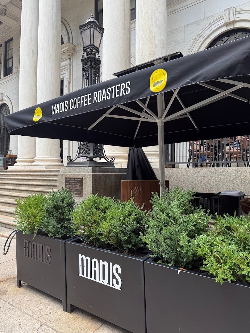 Storefront of Madis Coffee Roasters, specialty coffee shop in Philadelphia
