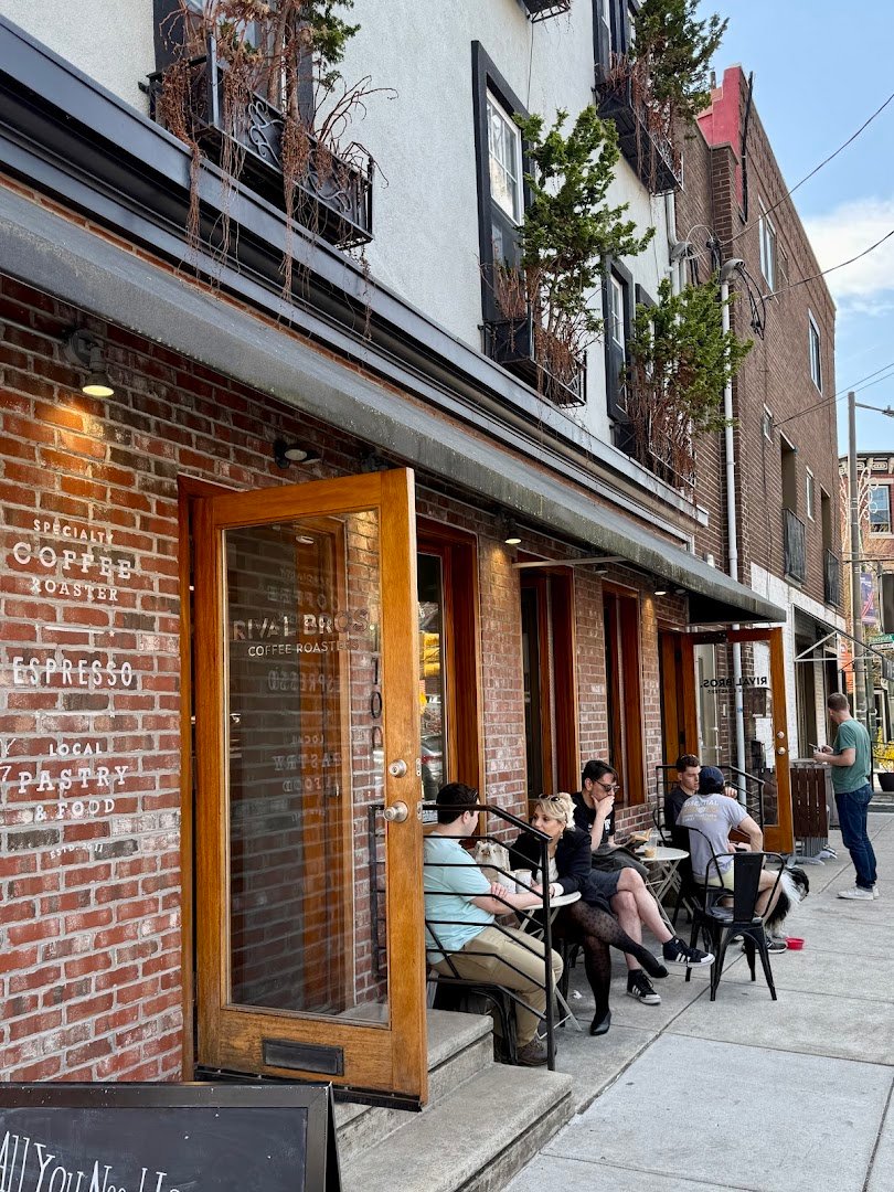 Storefront of Rival Bros Coffee Bar, specialty coffee shop in Philadelphia