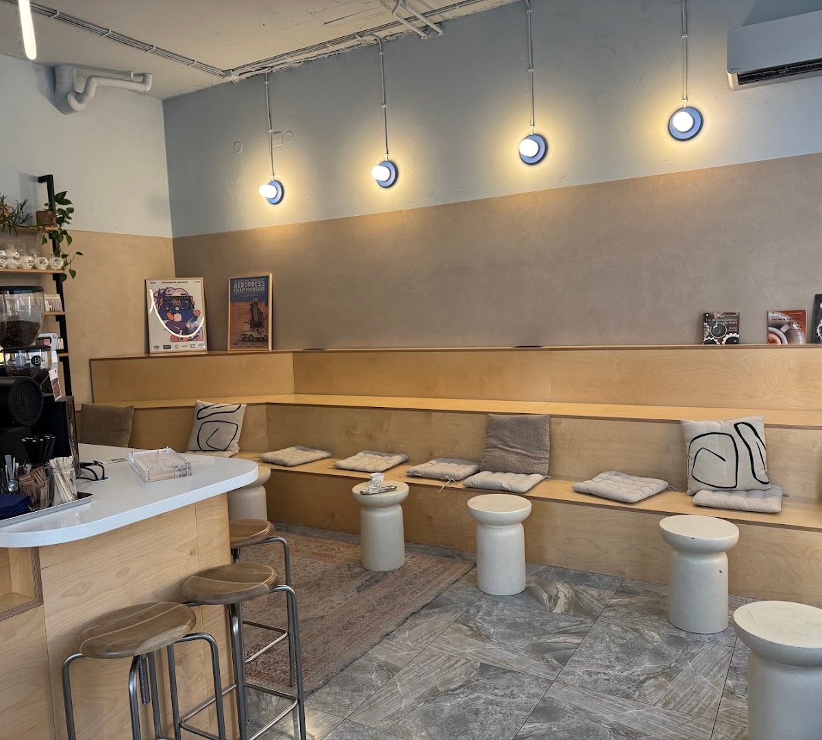 Interior of 7AM Roasters, specialty coffee shop in Belgrade