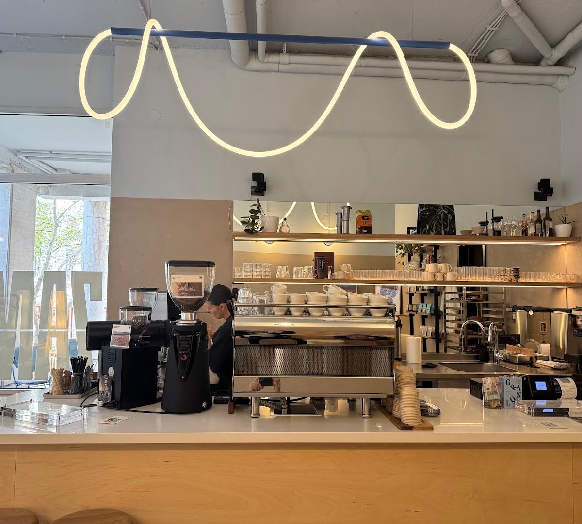 Interior of 7AM Roasters, specialty coffee shop in Belgrade