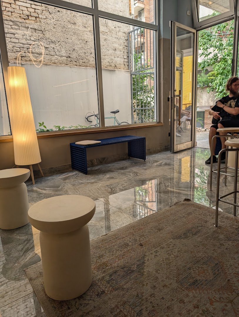 Interior of 7AM Roasters, specialty coffee shop in Belgrade
