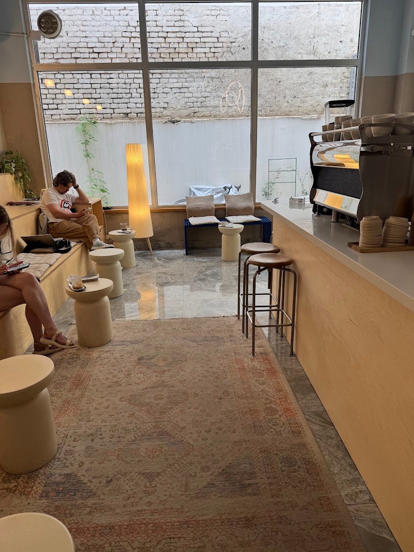 Interior of 7AM Roasters, specialty coffee shop in Belgrade
