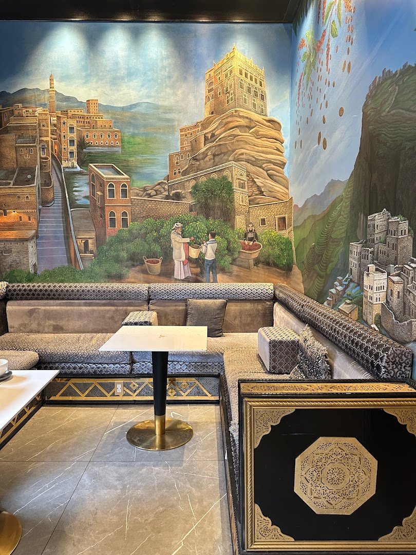 Interior of Sana'a Cafe, specialty coffee shop in Oakland