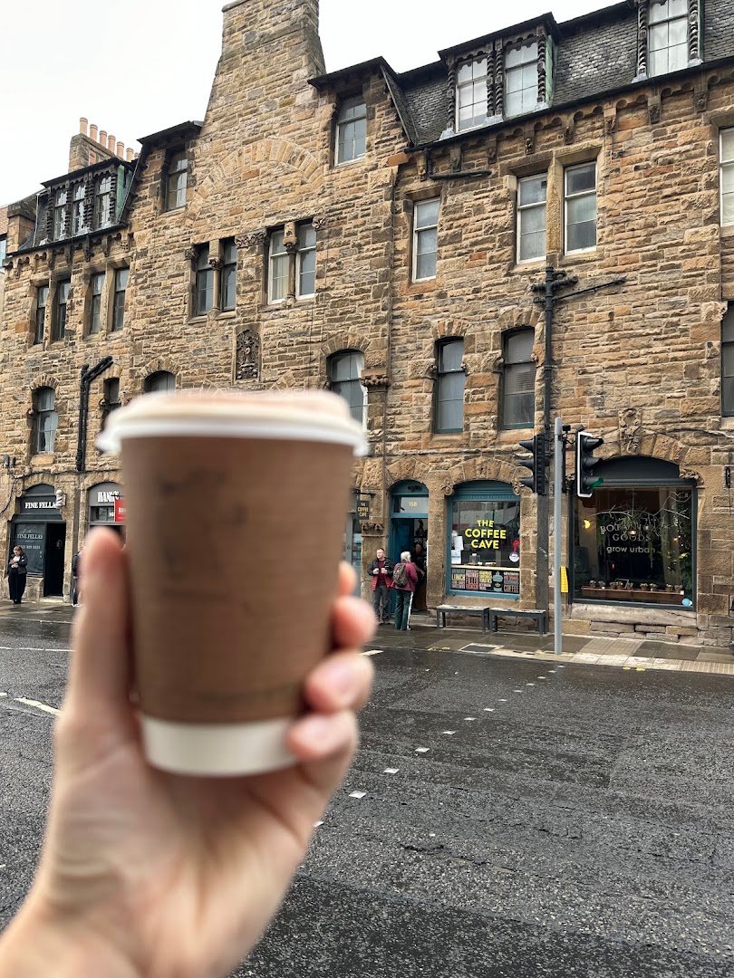 Storefront of The Coffee Cave, specialty coffee shop in Edinburgh
