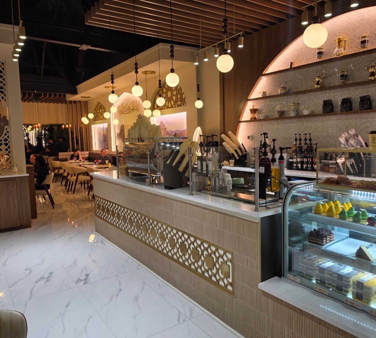 Interior of Layali Coffee House, specialty coffee shop in Rochester