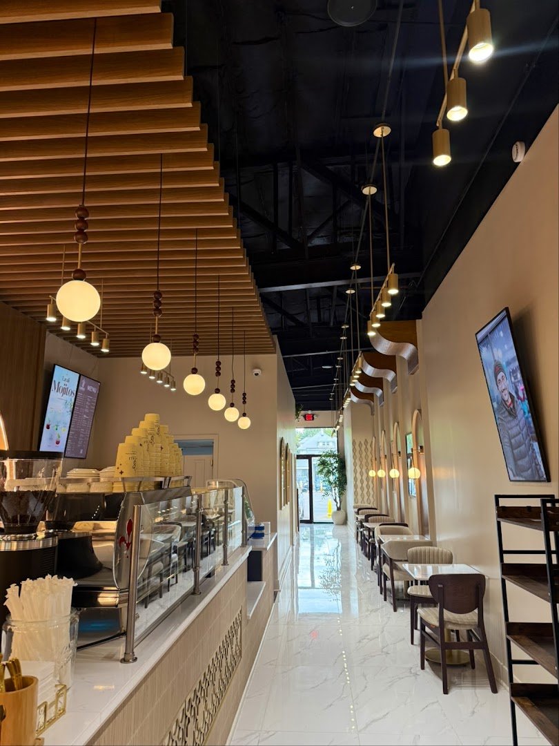 Interior of Layali Coffee House, specialty coffee shop in Rochester