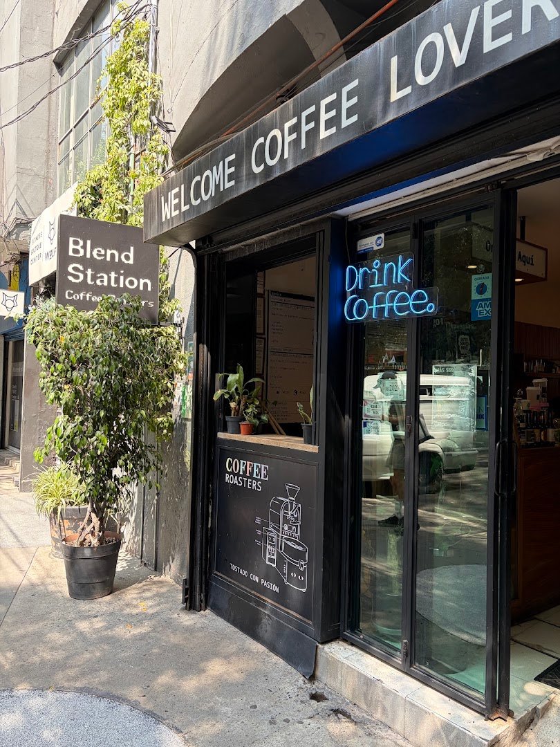Storefront of Blend Station, specialty coffee shop in Mexico City