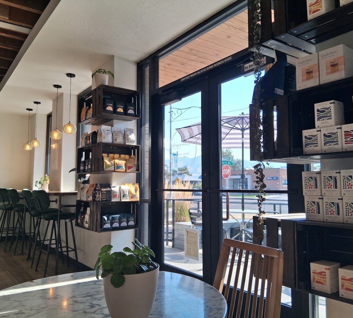 Interior of The Honeysuckle Coffee Co., specialty coffee shop in Salt Lake City