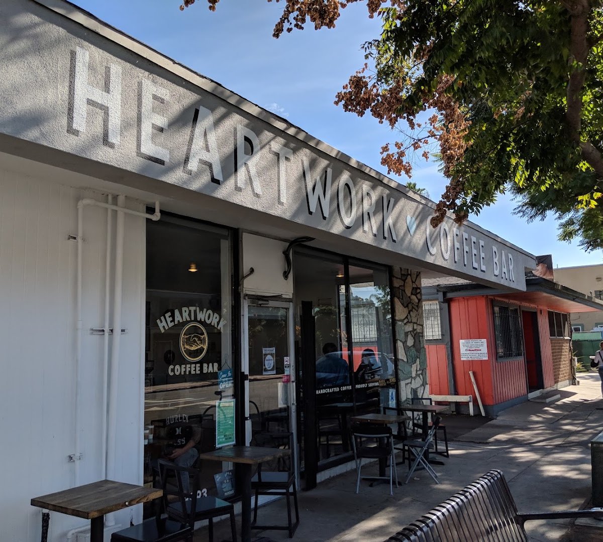 Storefront of Heartwork Coffee, specialty coffee shop in San Diego