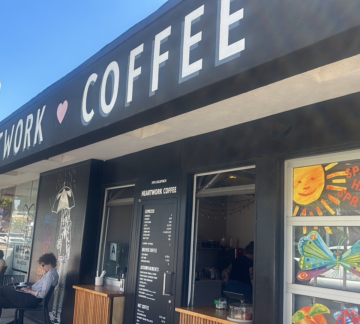Storefront of Heartwork Coffee, specialty coffee shop in San Diego
