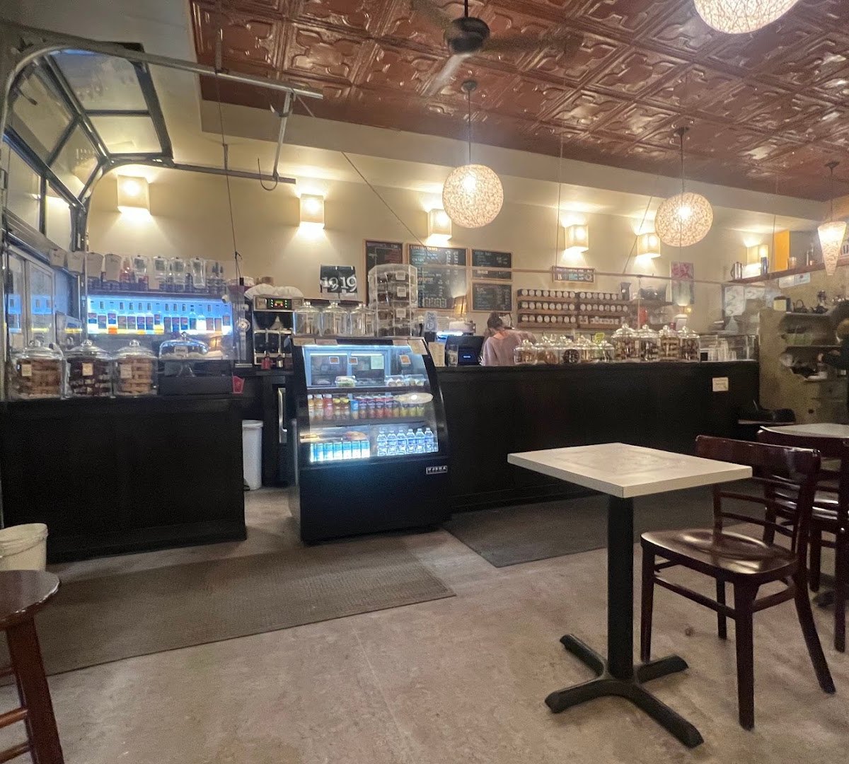 Interior of 61B Cafe, specialty coffee shop in Pittsburgh