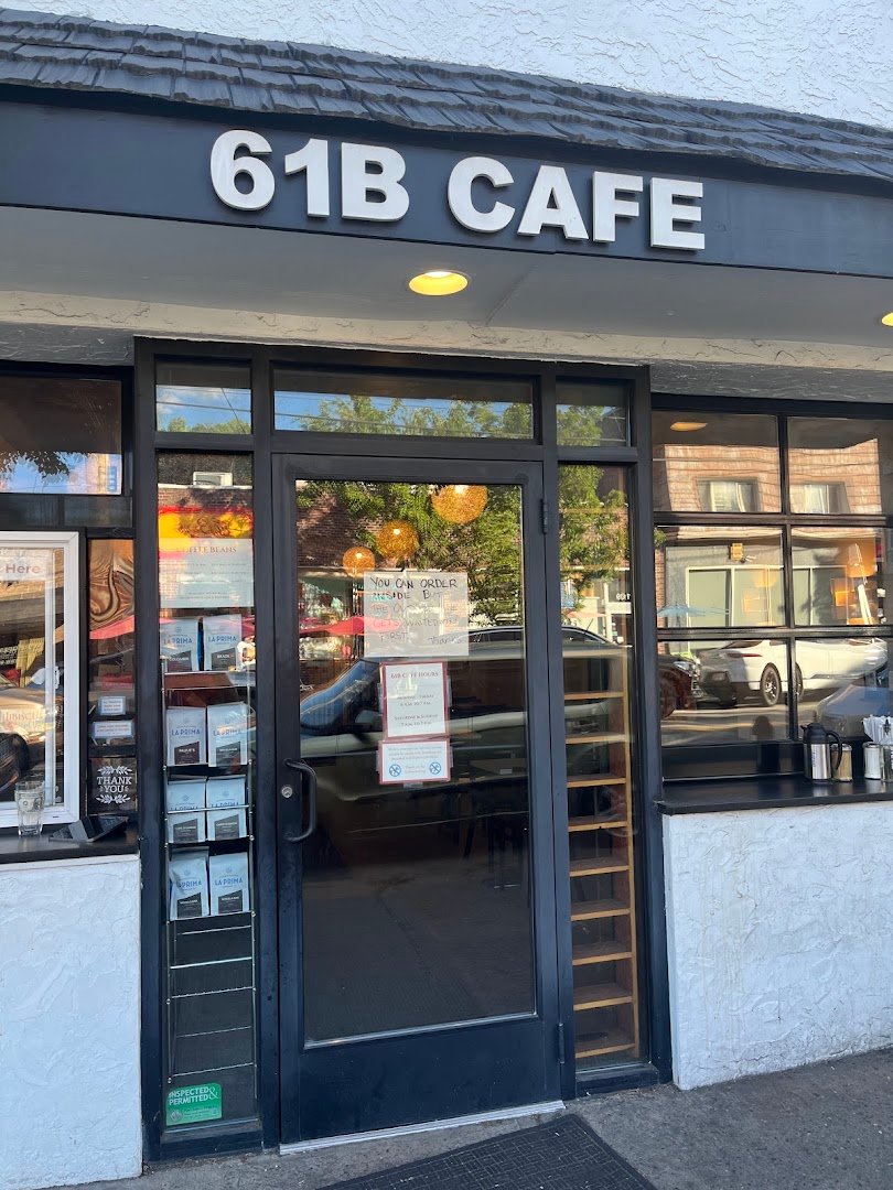 Storefront of 61B Cafe, specialty coffee shop in Pittsburgh