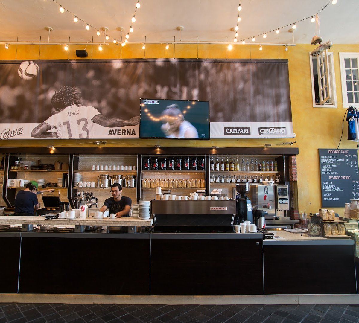 Interior of Caffè Calabria, specialty coffee shop in San Diego