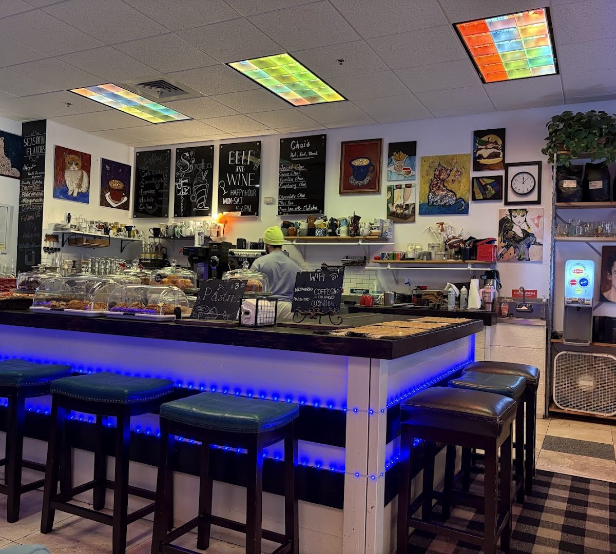 Interior of Achilles Art Cafe (Hiawassee), specialty coffee shop in Orlando